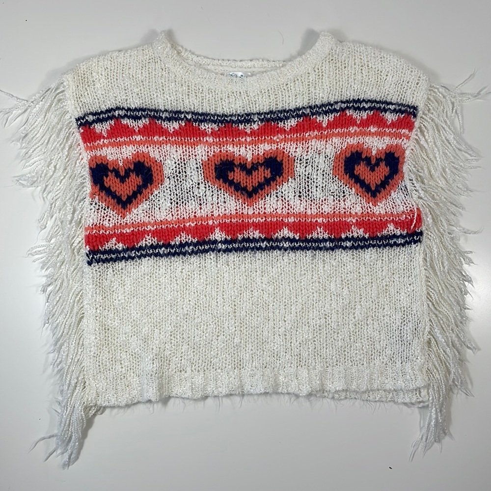 M&CO Kids bohemian fringe sweater, Size 5-6
